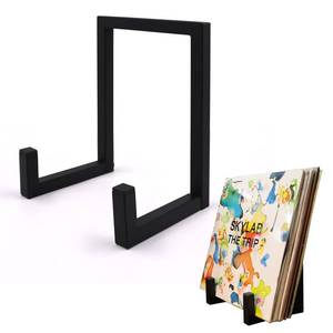 lot 941 image: MayRecords Vinyl Record Storage Black Metal Tabletop Record Holder for Albums Small Vinyl Record Stand for Lp Display Holds any Size Records - 1 Pcs - Retail $14