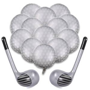 lot 944 image: 15Pcs Golf Balloons Sports Birthday Party Decorations Include 13Pcs 18 inch Balloons & 2Pcs Golf Club,Golf Themed Party Decorations for Boys - Retail $10