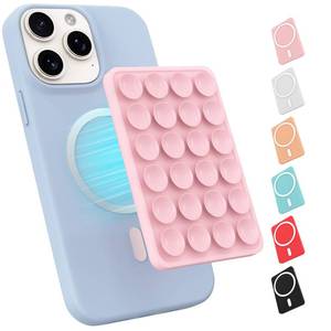 lot 950 image: Magnetic Suction Phone Mount for MagSafe Case,Silicone Sticky Phone Grip Holder for iPhone,Removable Hands-Free SelfieVideo for TikTok & Instagram InfluencerCreator (Light Pink) - Retail $8