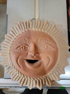 lot 4 image: Terracotta Sun Face Wall Plaque with Fluted Border