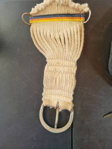lot 39 image: Natural Rope Horse Cinch Girth with Colorful Striped Detail