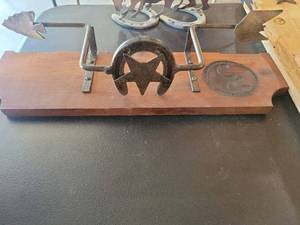 lot 50 image: Wooden Branding Iron  Board with Star Design
