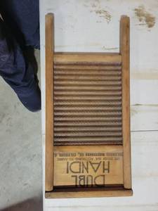 lot 54 image: Wooden Washboard with Metal Ridges