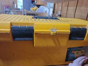 lot 97 image: Portable Yellow Toolbox with Hand Tools and Hardware