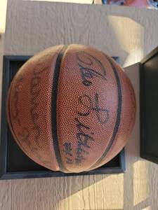 lot 186 image: Signed Basketball from Cleo Littleton, Warren Armstrong and Dave Stallworth WSU players with Autograph