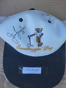 lot 203 image: Jim Furyk  and Davis Love the 3rd Signed Golf Cap with Sandhaggen Dog Embroidery