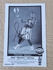 lot 221 image: Harlem Globetrotters Matt Showbiz Jackson Signed Promotional Photo