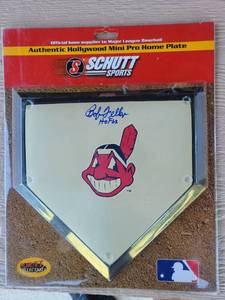 lot 223 image: Bob Feller Signed Cleveland Indians Mini Home Plate