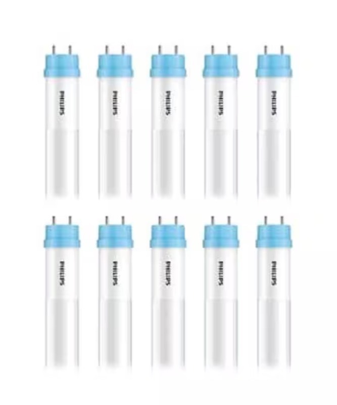 lot 132 image: 32-Watt Equivalent 48 in. Linear T8 Type A Instant Fit Daylight Deluxe LED Tube Light Bulb (6500K) (10-Pack)