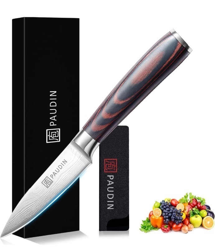 lot 32 image: PAUDIN Paring Knife, 4 Inch Fruit Knife, High Carbon Stainless Steel