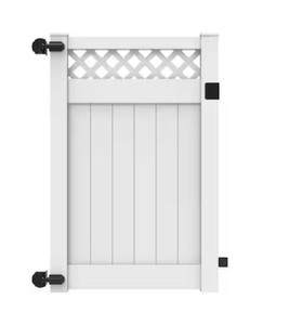 lot 18 image: Anderson 4 ft. x 6 ft. White Vinyl Lattice Top Fence Gate Retails $314