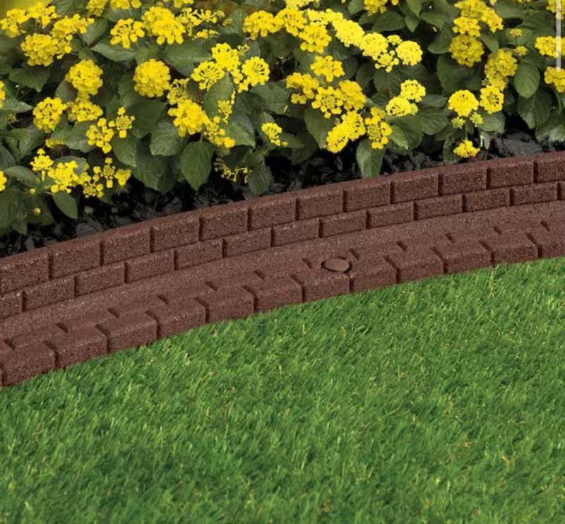 lot 58 image: 48 in. x 3 in. x 3 in. Brown Brickface Rubber Landscape Edging - 2 Pack