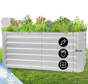 Blumfeldt High Grow Straight Raised Garden Bed, Material: Galvanised Steel; Diameter 0.6 mm, Rust Protection, 4 Aluminium Protective Beams - Unassembled