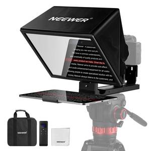 lot 17048 image: NEEWER Basics X12B Aluminum Alloy Teleprompter 12 for iPad Tablet DSLR Camera, Bluetooth, No Assembly, Remote & App Control, Compatible with iOS Android, Black, for Streaming - Retail $100