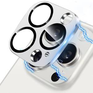 lot 30241 image: Hsefo Camera Lens Protector for iPhone 13 ProiPhone 13 Pro Max Metal Camera Cover Film, 9H Tempered Glass, Anti-Scratch, Case Friendly - Silver - Retail $3