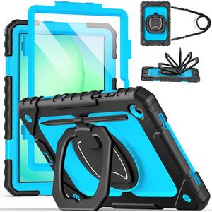lot 30245 image: Cantis Case for Samsung Galaxy Tab A11 Plus 11 Inch 2026 (SM-X230X236X238), Shockproof Case for Tab A11 with Screen ProtectorRotating StandPen HolderShoulder Strap, BlackBlue - Retail $29