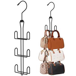 lot 30256 image: Ulimart Purse Hanger Purse Organizer for Closet,Rotatable Metal Bag Organizer,Purse Holder for Handbags,Belts,Scarves,Tote,Baseball Hats,Backpacks(Black) - Retail $8