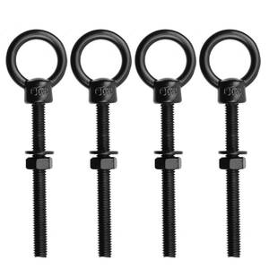 lot 30259 image: Antrader Stainless Steel Eye Bolt,M6 Heavy Duty Lifting Ring Threaded Eyebolts with Washers and Nuts,Black,4Pcs Set - Retail $10