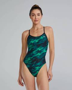 lot 30262 image: TYR Durafast Elite Trinityfit One-Piece Swimsuit for Women - Athletic Training and Competition Swimwear Designed for Long-Lasting Durability - Chlorine-Proof - GreenSoren, 28 - Retail $34