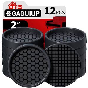 lot 30270 image: Non Slip Furniture Pads - 2 Anti Skid Caster Cups, 12PCS Round Furniture Coasters for Hardwood Floors, Anti Slide Furniture Cup Bed Couch Floor Protectors,Furniture Stoppers to Prevent Sliding(Black) - Retail $14