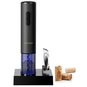 lot 33061 image: Secura Electric Wine Opener, Automatic Electric Wine Bottle Corkscrew Opener with Foil Cutter, Rechargeable (Black) - Retail $27