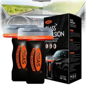 lot 33072 image: Flaurix 2PCS Glass Oil Film Remover for Car,Roll-On Glass Compound with Cleaning Board,Removes Oil Film & Smudges,Universal Anti-Rain Fog Brush - Retail $15