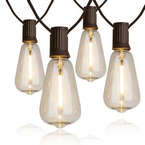lot 33079 image: Vanthylit Outdoor String Lights, 15 FT Patio String Lights with LED Filament Bulb Waterproof Lights Retro Vintage Edison Bulbs for Backyard Patio Bistro Party Garden Connectable - Retail $30