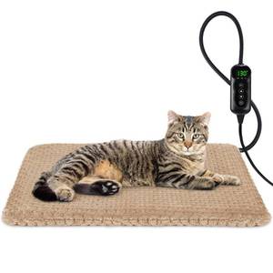 lot 33095 image: INVENHO Heated Cat Bed, Waterproof Adjustable Temperature Dog Cat Heating Pad with Timer, Indoor Pet Heating Pad for Cats Dogs Electric Pads for Dogs Cats, Pet Heated Pad - Retail $40