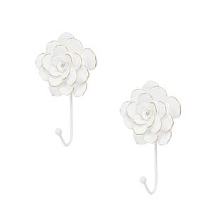 lot 33105 image: Guichifun Flower Coat Hooks Wall Decor - 2pcs Resin White Decorative Wall Hooks for Hanging Clothes Coats Towels Keys Bags Hats Bathroom Home Decoration Gift 4 x 1.5 x 7 Inch - Retail $25