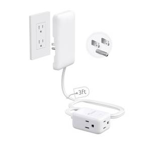 lot 33114 image: NUTICT Flat Extension Cord with 3 Outlets, 3FT Short Extension Cord Flat Wall Plug & Ultra-Thin Outlet Cover, 900J Surge Protection, 13A1625W, ETL Listed, White Outlet Extender for Kitchen Bathroom - Retail $10
