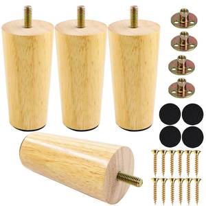 lot 33134 image: Yaliuliu 4 Inches Round Solid Wood Furniture Legs Set of 4, Natural Wooden Replacement Feet with Threaded 516 Hanger Bolts for Sofa, Couch, Armchair, Cabinet, TV Stand, Ottoman and Dresser - Retail $13