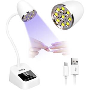 lot 33151 image: Mnhty U V LED Nail Lamp, Goose Neck Flash Cure Lamp 27W Rechargeable Mini U V Light for Gel Nails, Cordless Flash Cure Light with 3 Timers&Sensor, Fast Curing Gooseneck Lamps for Gel X, Snow White - Retail $10