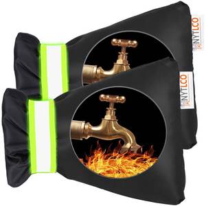 lot 33153 image: 2Pack Outdoor Faucet Covers for Winter,8.3 H x 6.7 W Hose Bib Covers for Winter Freeze Protection, Outside Spigot Cover Insulated Waterproof Water Pipe Protector (Black-2Pack) cut in fabric in one of the sleeves - Retail $7