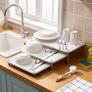 lot 33159 image: Acellegic 3 Pcs Nesting Stone Drying Mat for Kitchen Counter, Diatomaceous Dish Stone Drying Mats Quick for Kitchen Counter, Non Slip Feet, Heat Resistant, Nesting Stackable Design(Marble,White) - Retail $38