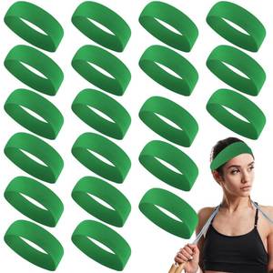 lot 33166 image: Hotop 20 Pcs Sport Stretchy Headbands for Girls Women Non Slip Soft Fabric Elastic Headband Bulk for Yoga DIY Team Gifts(Green) - Retail $14