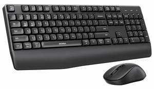 lot 33174 image: Seenda Wireless Bluetooth Keyboard Mouse Combo, COE200 Ergonomic Keyboard with Wrist Rest, Silent Mouse, Multi-Device Connection, Full-Size Compatible for Windows PC Laptop Mac MacBook, Black - Retail $20