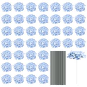 lot 33176 image: MECCANIXITY Silk Artificial Hydrangea Flowers, Light Blue Artificial Flowers Heads with Stems, Full Hydrangea Flowers for Wedding Centerpieces, Party Decoration 64 Set - Retail $29
