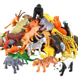 lot 33189 image: Animals Figure,54 Piece Mini Jungle Toys Set,ValeforToy Realistic Wild Vinyl Plastic Animal Learning Party Favors for Boys Girls Kids Toddlers Forest Small Playset Cupcake Topper - Retail $19