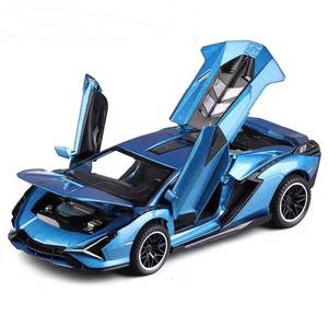 lot 33192 image: Lambo Toy Car Sian FKP3 Die-Cast Car Model with Lights and Sound Pull Back Toy Car for Boys Age 3 4 5 6  Year Old (Blue) - Retail $19