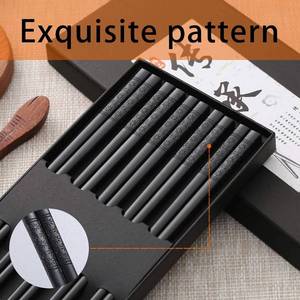 lot 33545 image: HIWARE 10 Pairs Fiberglass Chopsticks - Reusable Chopsticks Dishwasher Safe, 9 12 Inches - Black - Retail $7