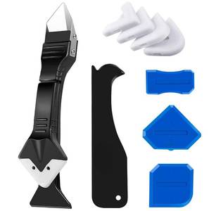 lot 33560 image: King&Charles Silicone Caulking Tool Kit, 3 in 1 Caulk Remover & Grout Removal Tool, with 4pc Glass Glue Angle Scraper - Retail $7