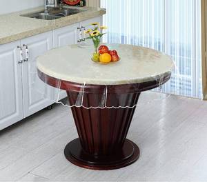 lot 33576 image: PlentifulHome 60 Inch Round Clear Table Protector Waterproof Table Cover Protector for Kitchen and Dining Table Reusable Round Plastic Table Cover for Indoor and Outdoor Use - Retail $18
