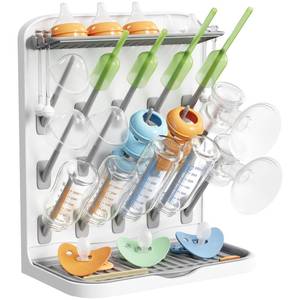 lot 33590 image: Lifewit Large Baby Bottle Drying Rack with 15 Hooks, Newborn Essentials Must Haves, Countertop Holder Organizer for Baby Stuff, Rack Dryer for Pacifiers, Weighted Straws, Pump Parts - Retail $20