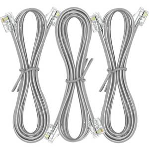 lot 33609 image: NECABLES 3Pack Phone Cord 6ft Telephone Cord Phone Cable RJ11 6P4C Male to Male for Landline and Fax - 6 Feet - Retail $8