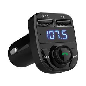 lot 33612 image: Handsfree Call Car Charger, Wireless Bluetooth 5.3 FM Transmitter Radio Receiver, MP3 Audio Music Adapter, Dual USB Ports, LED Show VoltageFM Frequency, Compatible for iPhone Samsung Smartphones - Retail $14