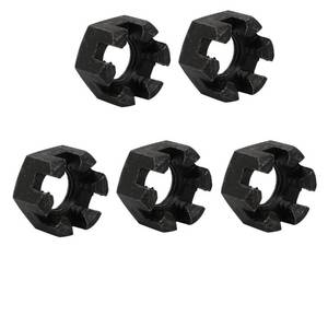 lot 33617 image: uxcell 5pcs M12x1.75mm Carbon Steel Grade 8 Hexagon Slotted Castle Nut Black - Retail $8