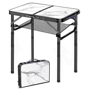lot 61867 image: Folding TV Trays Foldable Dinner Tray Table Adjustable Height Food Snack Eating Couch Side Table Sturdy Aluminum Portable Sofa Tray End Table for Outdoor Indoor Camp Pinic Bed Couch Living Room Marble - Retail $40