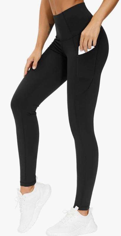 lot 72509 image: Thick High Waist Yoga Pants with Pockets, Tummy Control Workout Running Yoga Leggings for Women , M - Retail $27