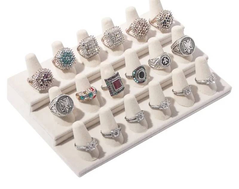 lot 72522 image: Ring Holder Organizer Display Stand (White Velvet) - Retail $17