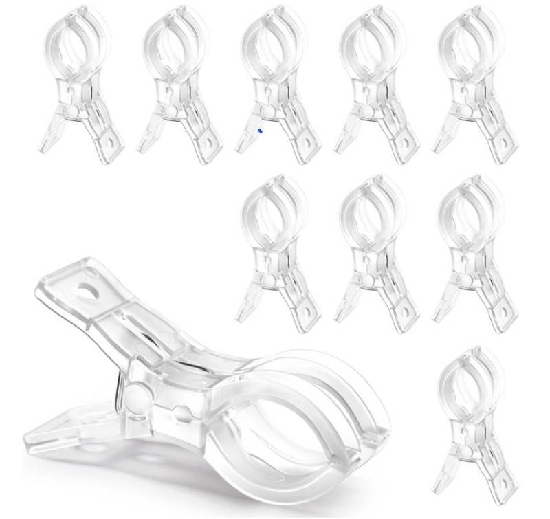 lot 72549 image: Spring Clamps, 3.5 Inch Clear Plastic Clips for Balloon Arch Backdrop Craft Decoration Projects, Invisible Design, 10 Pcs - Retail $10